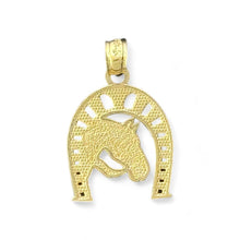 Load image into Gallery viewer, 14KT Yellow Gold Horse and Horseshoe Pendant
