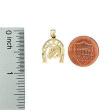 Load image into Gallery viewer, 14KT Yellow Gold Horse and Horseshoe Pendant
