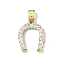 Load image into Gallery viewer, 14KT Yellow Gold Horseshoe CZ Pendant
