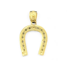 Load image into Gallery viewer, 14KT Yellow Gold Horseshoe CZ Pendant
