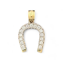 Load image into Gallery viewer, 14KT Yellow Gold Horseshoe CZ Pendant
