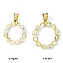 Load image into Gallery viewer, 14KT Yellow Gold Infinity Circle Pendants with CZ Accents
