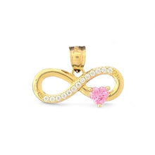 Load image into Gallery viewer, 14KT Yellow Gold Infinity Pendant with Pink Heart CZ
