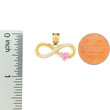 Load image into Gallery viewer, 14KT Yellow Gold Infinity Pendant with Pink Heart CZ
