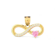 Load image into Gallery viewer, 14KT Yellow Gold Infinity Pendant with Pink Heart CZ
