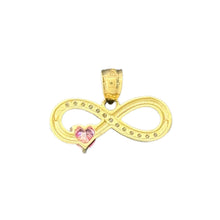 Load image into Gallery viewer, 14KT Yellow Gold Infinity Pendant with Pink Heart CZ
