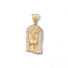 Load image into Gallery viewer, 14KT Yellow Gold Jesus Head Pendant with CZ Accents
