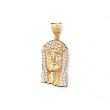 Load image into Gallery viewer, 14KT Yellow Gold Jesus Head Pendant with CZ Accents
