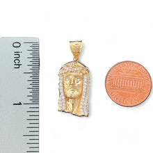 Load image into Gallery viewer, 14KT Yellow Gold Jesus Head Pendant with CZ Accents
