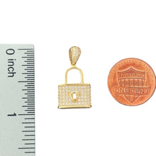 Load image into Gallery viewer, 14KT Yellow Gold Lock Pendant with CZ Stones
