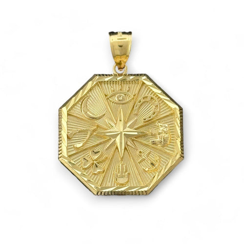 14KT Yellow Gold Octagonal Lucky Pendant