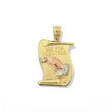 Load image into Gallery viewer, 14KT Yellow Gold &quot;Ore Por Nosotros&quot; Prayer Hands Pendant
