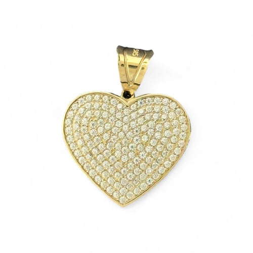 14KT Yellow Gold Pave CZ Heart Pendant