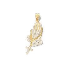 Load image into Gallery viewer, 14KT Yellow Gold Praying Hands Pendant with CZ Accents
