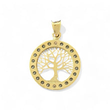 Load image into Gallery viewer, 14KT Yellow Gold Round Tree of Life Pendant with CZ Accents
