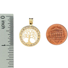 Load image into Gallery viewer, 14KT Yellow Gold Round Tree of Life Pendant with CZ Accents
