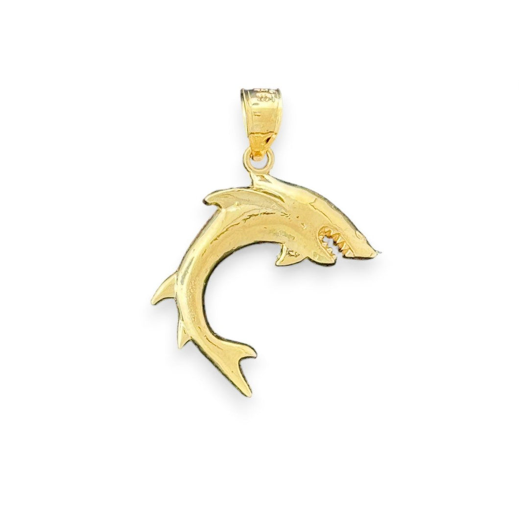 14KT Yellow Gold Shark Pendant