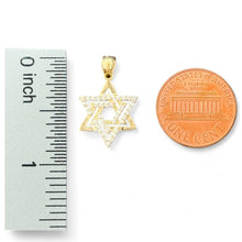 Load image into Gallery viewer, 14KT Yellow Gold Star of David Pendant with CZ Accents
