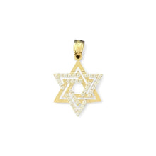 Load image into Gallery viewer, 14KT Yellow Gold Star of David Pendant with CZ Accents
