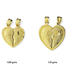 Load image into Gallery viewer, 14KT Yellow Gold &quot;Te Amo&quot; Breakable Heart Pendants with Doves
