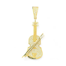 Load image into Gallery viewer, 14KT Yellow Gold Violin Pendant with CZ Accents
