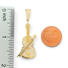 Load image into Gallery viewer, 14KT Yellow Gold Violin Pendant with CZ Accents
