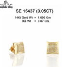 14K Yellow Gold Kite Shape Micro-Pave Diamond Stud Earrings SE 15437 – 0.05CT total diamond weight, 1.096 grams gold, screw-back setting, luxury men's and women's diamond earrings by Capkin Eling