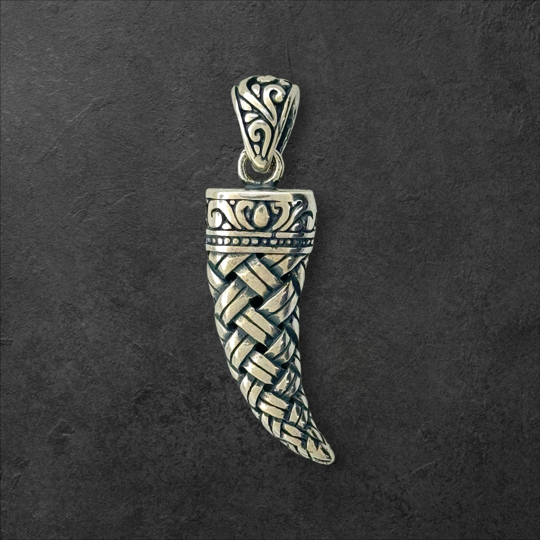 Sterling Silver CZ Viking Horn Pendent