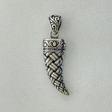 Load image into Gallery viewer, Sterling Silver CZ Viking Horn Pendent
