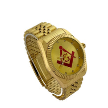 Load image into Gallery viewer, Captain Bling Masonic Gold Stainless Steel Watch:Red Tone
