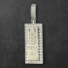 Load image into Gallery viewer, Sterling Silver CZ Gold Bar Pendent
