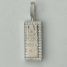 Load image into Gallery viewer, Sterling Silver CZ Gold Bar Pendent
