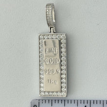 Load image into Gallery viewer, Sterling Silver CZ Gold Bar Pendent
