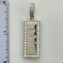 Load image into Gallery viewer, Sterling Silver CZ Gold Bar Pendent
