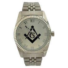 Load image into Gallery viewer, Captain Bling Masonic Silver Stainless Steel Watch: Black Tone with Roman Numerals
