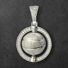 Load image into Gallery viewer, Sterling Silver CZ Spinner Basketball Pendent
