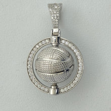 Load image into Gallery viewer, Sterling Silver CZ Spinner Basketball Pendent
