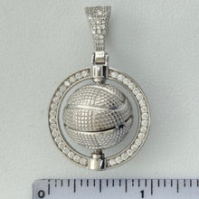 Load image into Gallery viewer, Sterling Silver CZ Spinner Basketball Pendent
