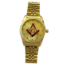 Load image into Gallery viewer, Captain Bling Masonic Gold Stainless Steel Watch:Red Tone
