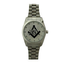 Load image into Gallery viewer, Captain Bling Masonic Silver Stainless Steel Watch: Black Tone
