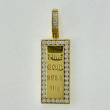 Load image into Gallery viewer, Sterling Silver CZ Gold Bar Pendent
