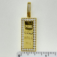 Load image into Gallery viewer, Sterling Silver CZ Gold Bar Pendent
