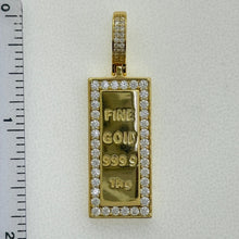 Load image into Gallery viewer, Sterling Silver CZ Gold Bar Pendent
