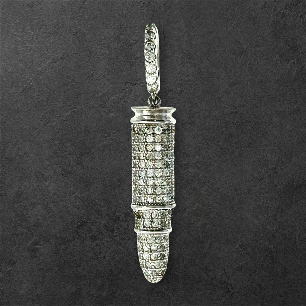 Sterling Silver CZ Bullet Pendent