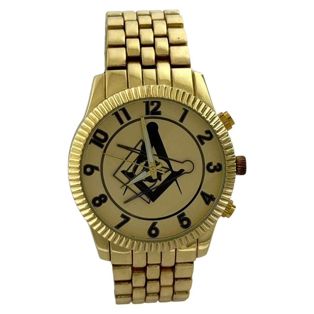 Captain Bling Masonic Gold Stainless Steel Watch: Rose Gold Tone