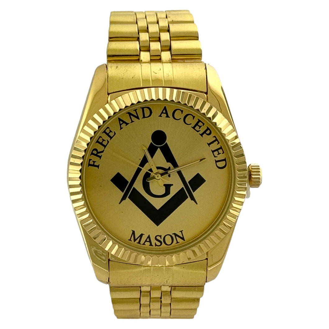 Captain Bling Masonic Gold Stainless Steel Watch: Free and Accepted