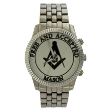 Load image into Gallery viewer, Captain Bling Masonic Silver Stainless Steel Watch: Free and Accepted

