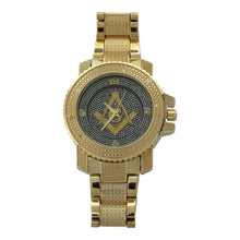 Load image into Gallery viewer, Captain Bling Masonic Gold Stainless Steel Watch: Pave Edition
