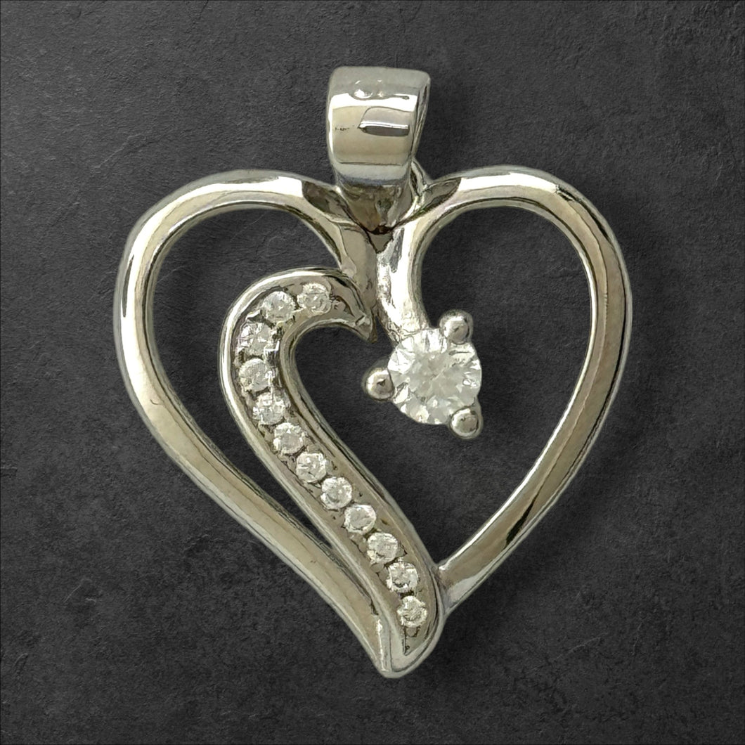 Sterling Silver CZ Heart Pendent