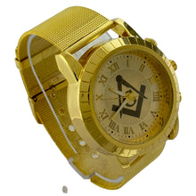 Load image into Gallery viewer, Captain Bling Masonic Gold Stainless Steel Strap Watch: Roman Numerals
